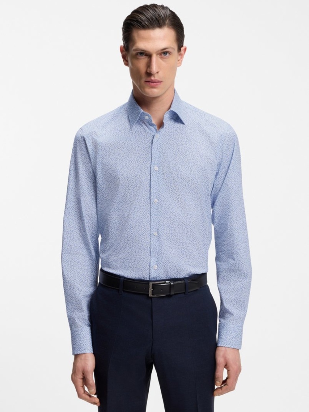 Hugo Boss Light Blue Microprint Dress Shirt